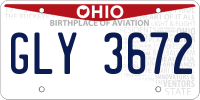 OH license plate GLY3672