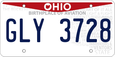 OH license plate GLY3728