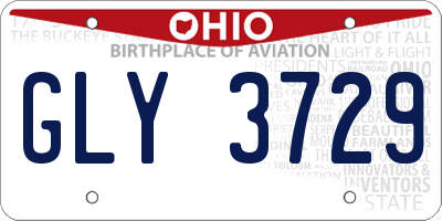 OH license plate GLY3729