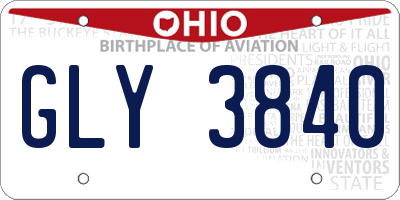 OH license plate GLY3840
