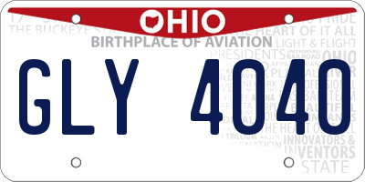 OH license plate GLY4040