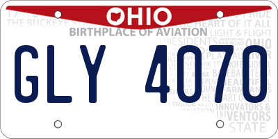 OH license plate GLY4070