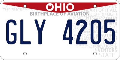OH license plate GLY4205