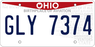 OH license plate GLY7374