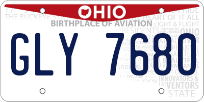 OH license plate GLY7680