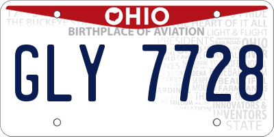 OH license plate GLY7728