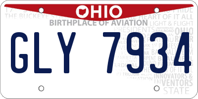 OH license plate GLY7934
