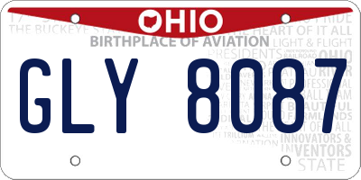 OH license plate GLY8087