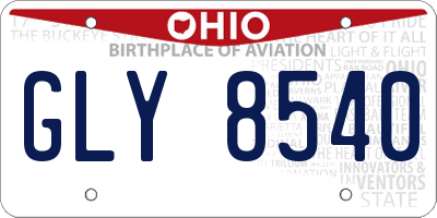 OH license plate GLY8540