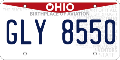 OH license plate GLY8550