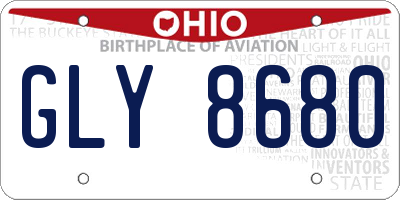 OH license plate GLY8680