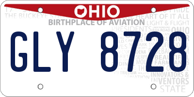 OH license plate GLY8728
