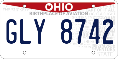 OH license plate GLY8742