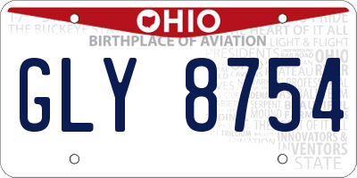 OH license plate GLY8754