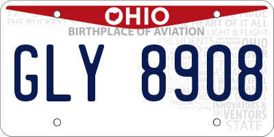 OH license plate GLY8908