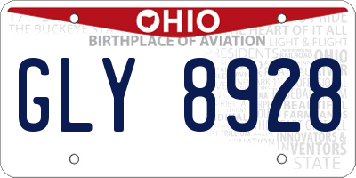 OH license plate GLY8928