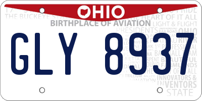 OH license plate GLY8937