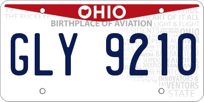OH license plate GLY9210