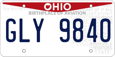 OH license plate GLY9840