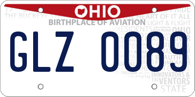 OH license plate GLZ0089