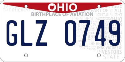 OH license plate GLZ0749