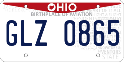 OH license plate GLZ0865