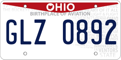 OH license plate GLZ0892