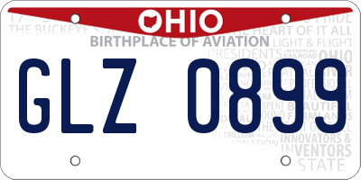 OH license plate GLZ0899