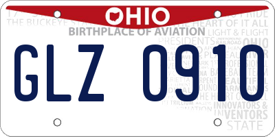 OH license plate GLZ0910