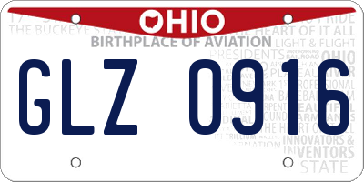 OH license plate GLZ0916