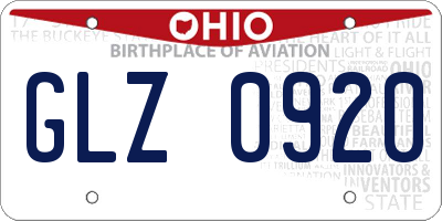 OH license plate GLZ0920