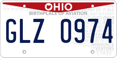 OH license plate GLZ0974
