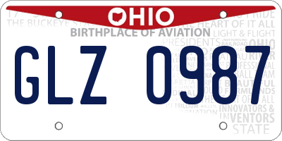 OH license plate GLZ0987