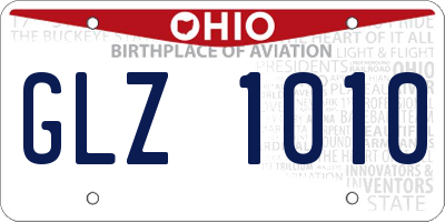 OH license plate GLZ1010
