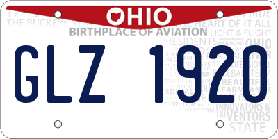 OH license plate GLZ1920