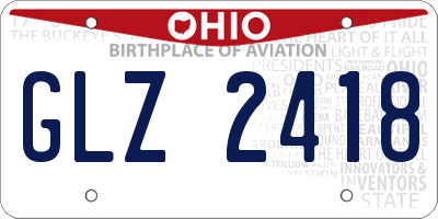 OH license plate GLZ2418