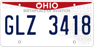 OH license plate GLZ3418