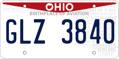 OH license plate GLZ3840
