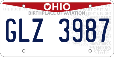 OH license plate GLZ3987