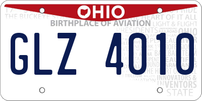 OH license plate GLZ4010