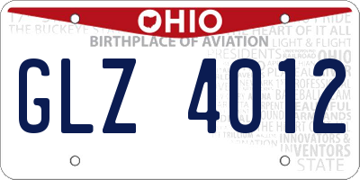 OH license plate GLZ4012
