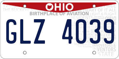 OH license plate GLZ4039