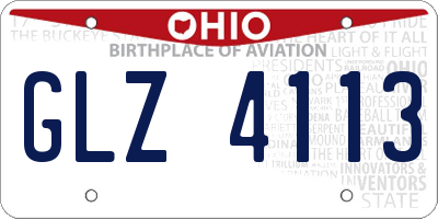 OH license plate GLZ4113