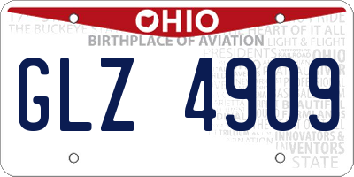 OH license plate GLZ4909