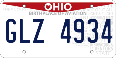 OH license plate GLZ4934