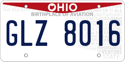 OH license plate GLZ8016
