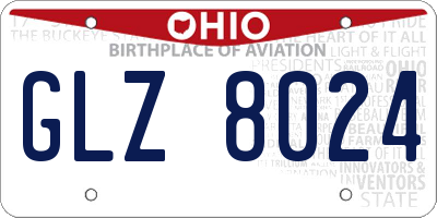 OH license plate GLZ8024