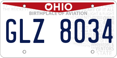 OH license plate GLZ8034