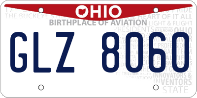 OH license plate GLZ8060