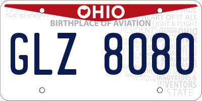 OH license plate GLZ8080